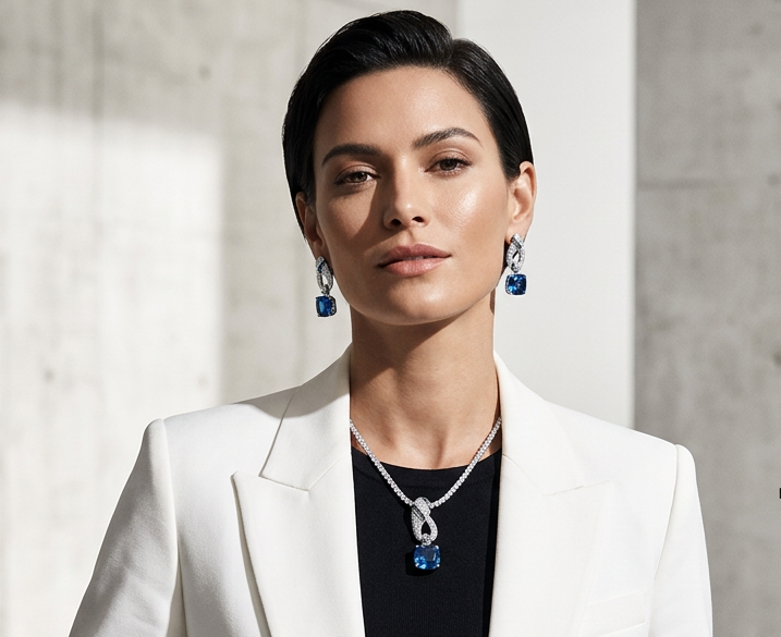 Serpenti Sapphire Pendant Set